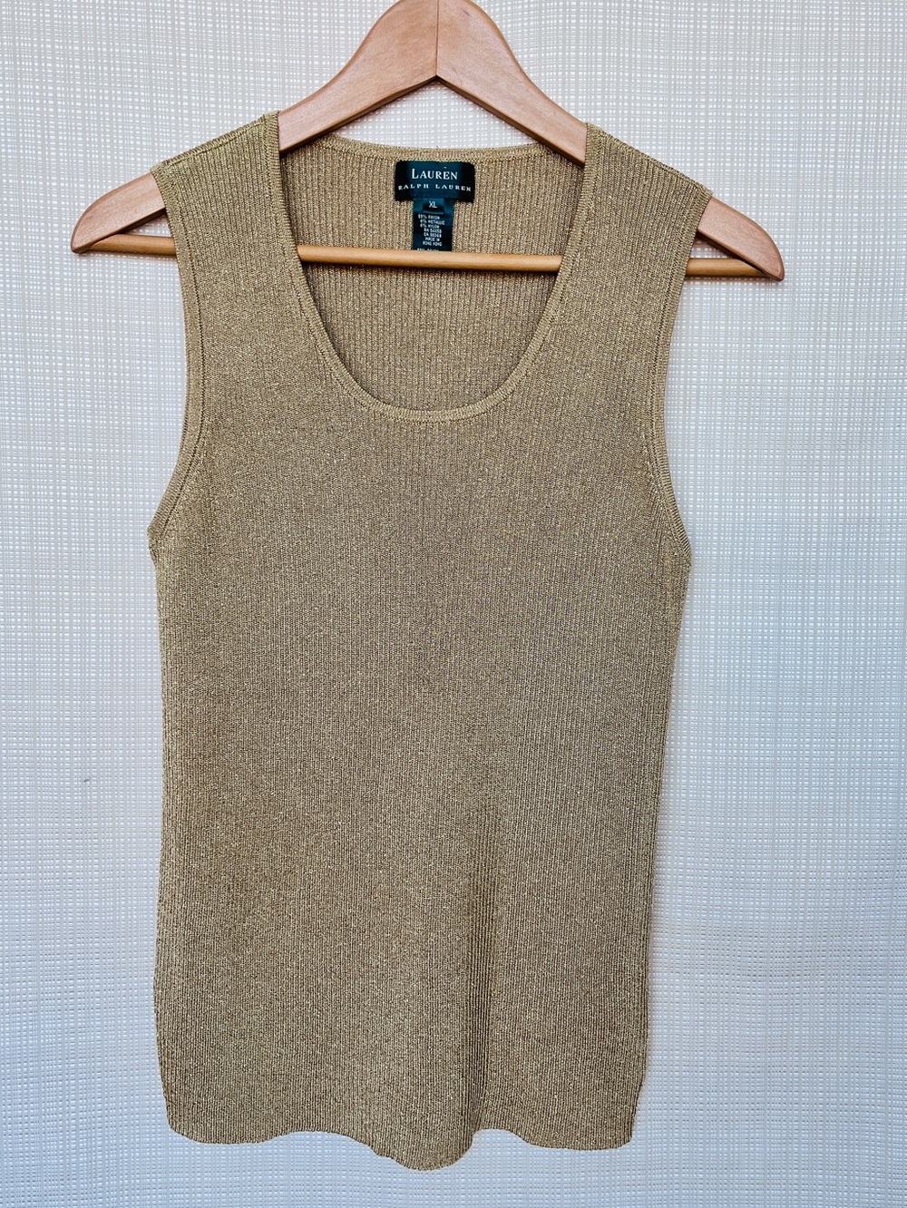 Lauren Ralph Lauren Metallic Taupe Knit Top Daytime Shimmer Textured Holiday